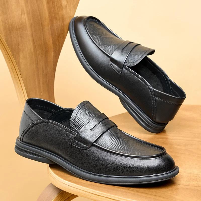 Модные новые мужские офисные деловые туфли с износостойкой подошвой, мокасины, высококачественная обувь из натуральной кожи для мужчин