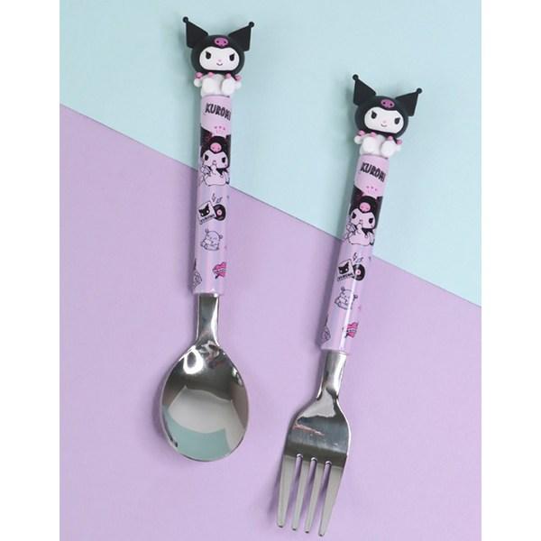 Lilpang Kuromi Figure Tongtong Mascot Spoon + Fork Set, Mixed Colors, 1 Set