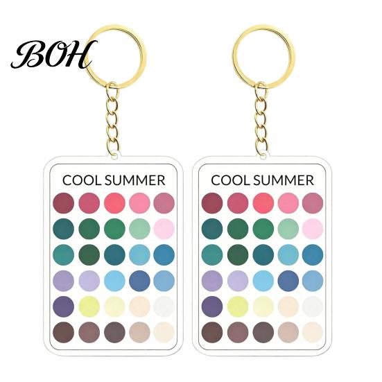 Makeup Color Guide 2Pcs Palette Keychain Pendant, Clear Acrylic Season Analysis Swatches Wardrobe Matcher Keychain, Card, Gifts for Fashion