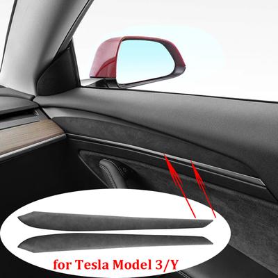 Для Tesla Model 3 Y 2022 2023 Накладка на дверную обшивку из замши, защитная накладка для стильной отделки двери, модифицированные аксессуары для украшения интерьера