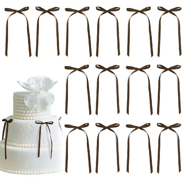 30 Pack Pink Ribbon Bow Cake Toppers Birthday Decorations Coquette Bow Cupcake Toppers for Cake Dessert Wedding Bridal Balloon Wall Party Supplies