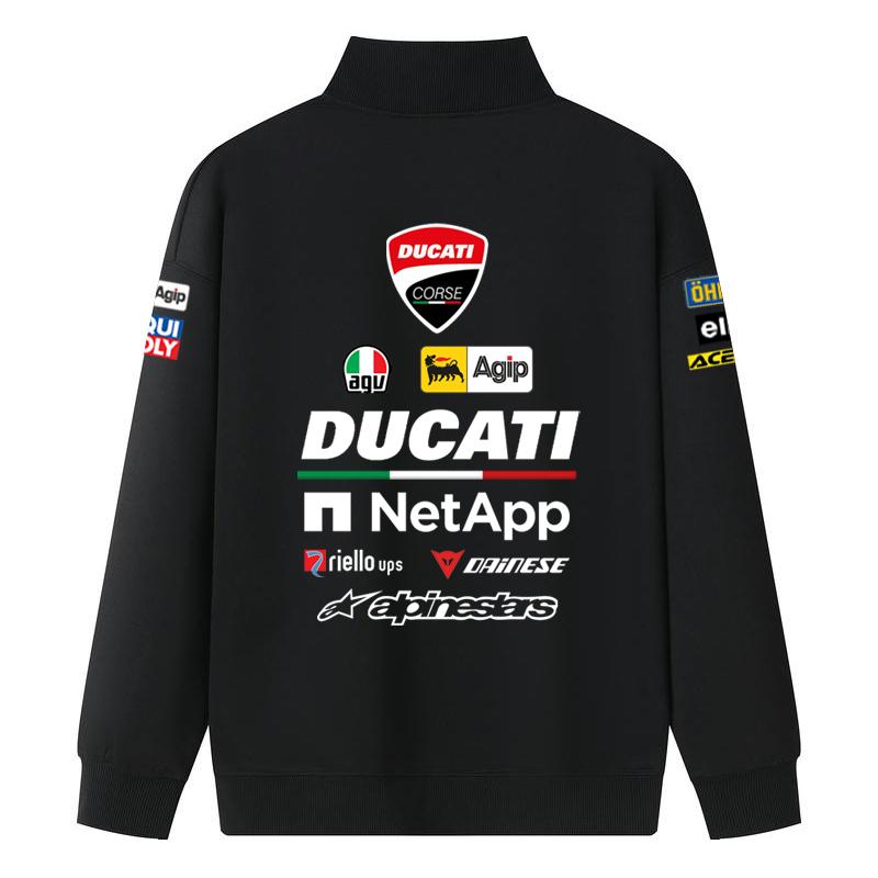 Ducati Свитшот Corse MotoGP Racing с молнией на половину, унисекс, черный, оверсайз, уличный стиль, пуловер с полным принтом спонсоров
