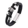 Men Bracelet Buddha Head Bangle Genuine Leather Accessories Stainless Steel Clasp Male Bracelet Lucky Jewelry