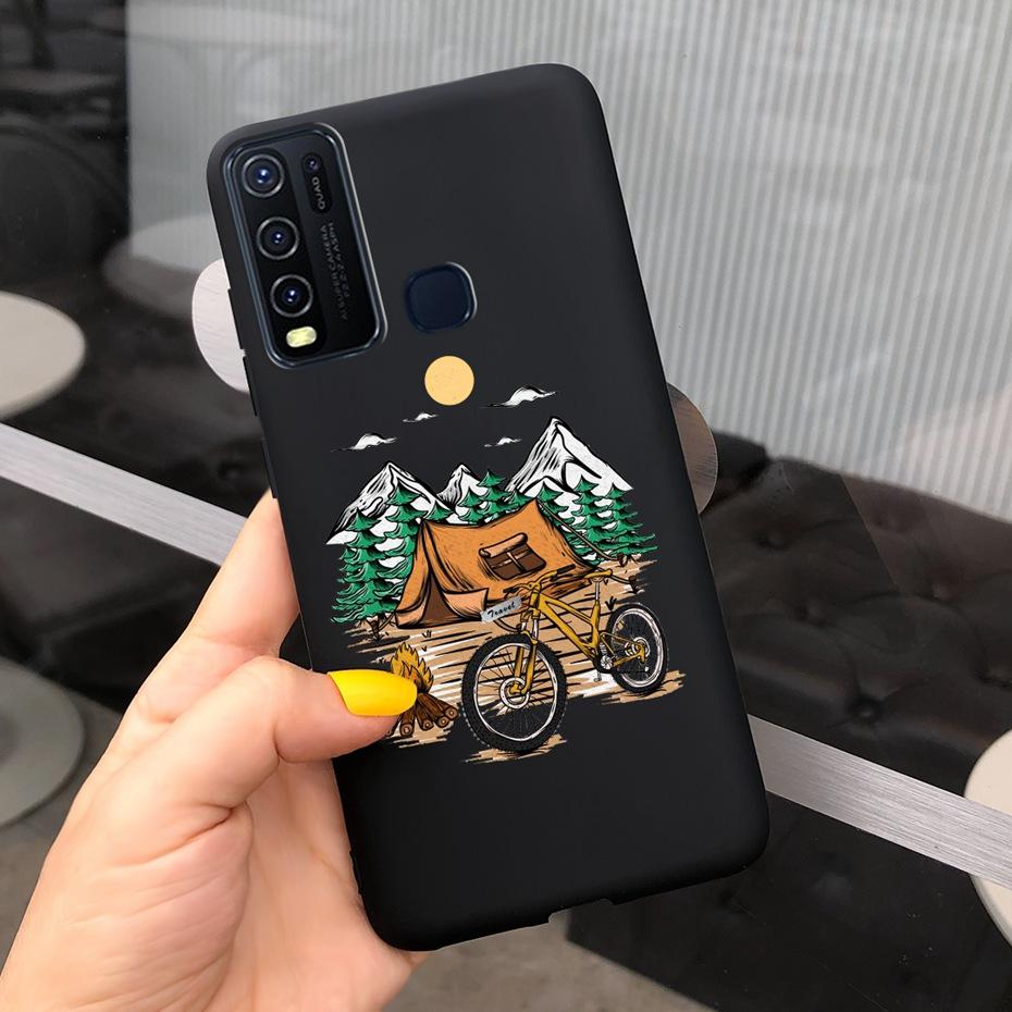 Модный милый чехол из силикона с рисунком цветов и молока для Vivo Y30 1938 Y50 1935 Черный мягкий ТПУ чехол для телефона для Vivo Y 30 50 Y30 2020 Задняя крышка