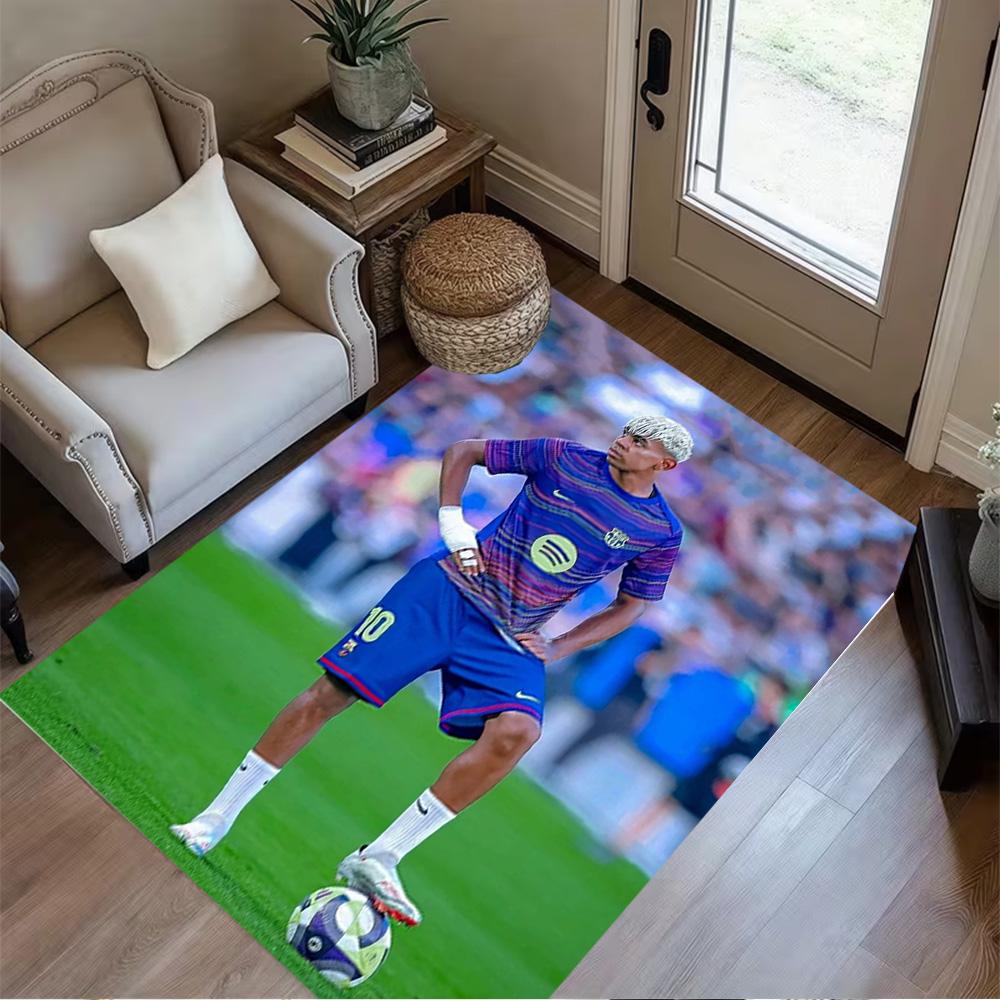 Lamine Yamal's Barcelona Player Action Floor Mat Design for Balcony Dormitory Game Room Foyer Anti-slip Rug Anime Office Decor Spiritual Gift
