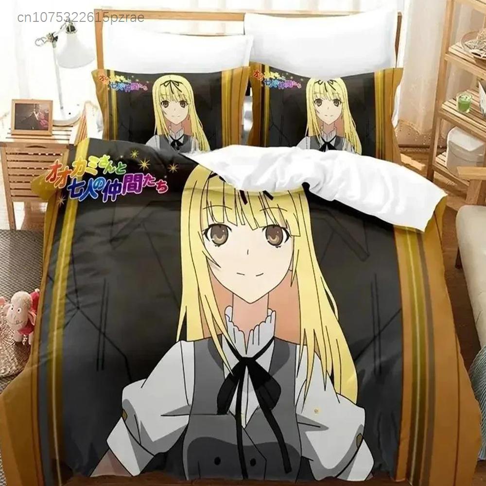 Постельный комплект Ookami-san To Shichinin No Nakama-tachi с принтом, наволочка, пододеяльник для кровати, мягкое постельное белье размера Квин и Кинг, для дома