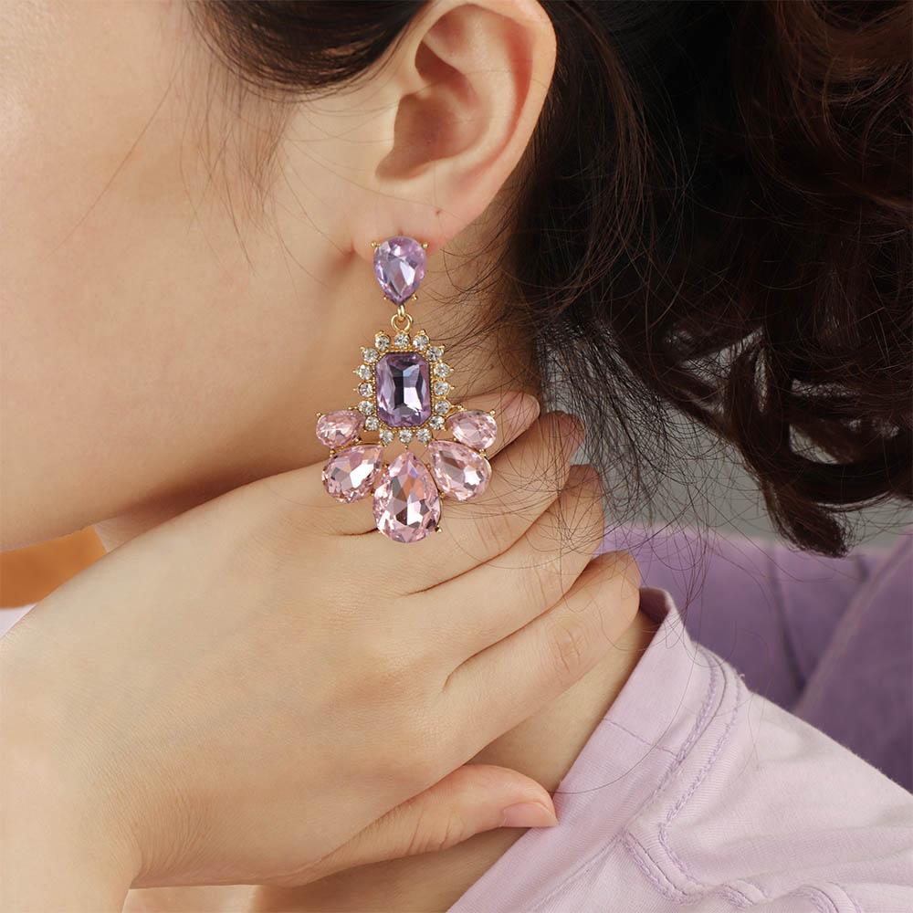 For Women Pendant Crystal Purple Rhinestone Dangle Earrings Drop Earrings Jewelry Stud Earrings