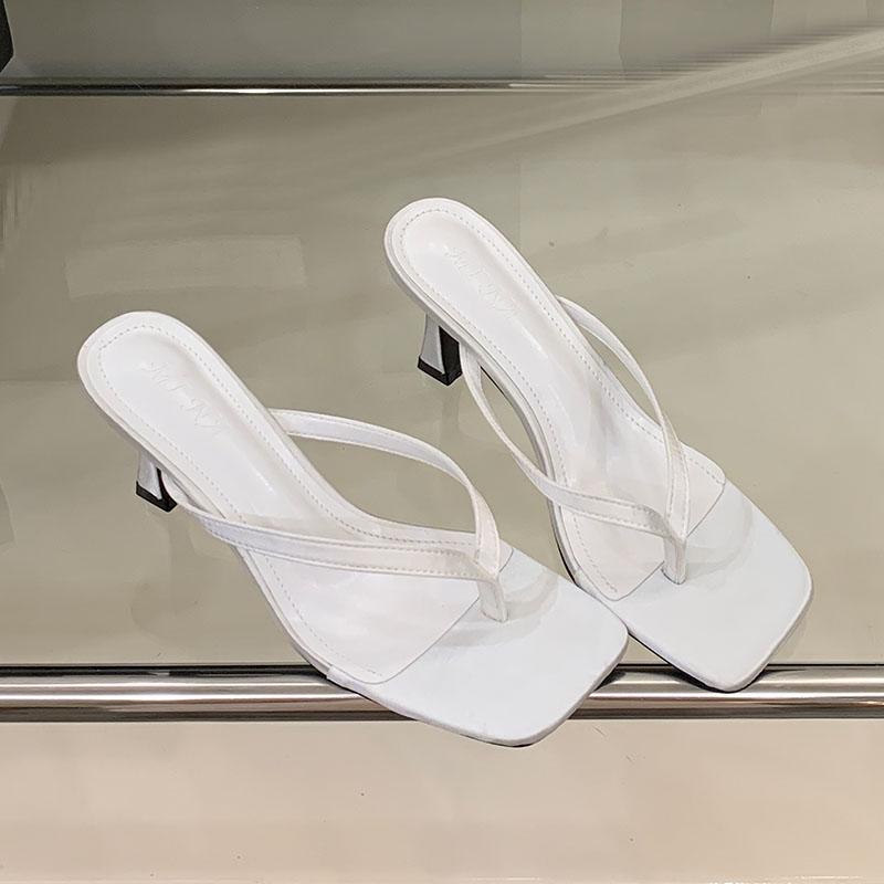 Мода Мода Квадратный Носок Женские Туфли на Высоком Каблуке Сандалии Шлепанцы Обувь Пляжные Женские Слайды Дамские Сандалии на Каблуке Шлепанцы Вьетнамки Обувь