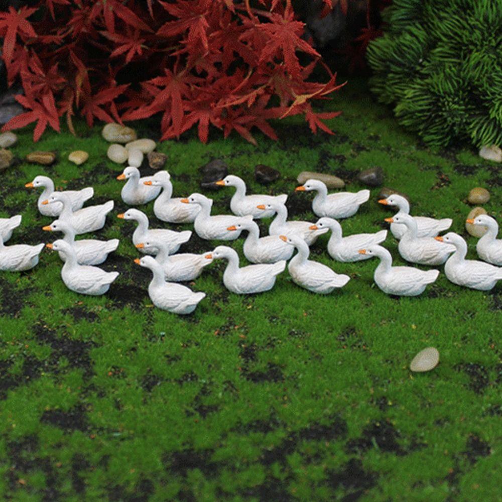 Handmade Mini Duck Statue Cute Micro Landscape Decoration White Duck Ornaments Home Decorations