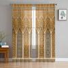 Morocco Gate Yellow Sheer Wall Curtain For Bedroom Tulle Voile Curtain For Kitchen Living Room Decor Window Treatment