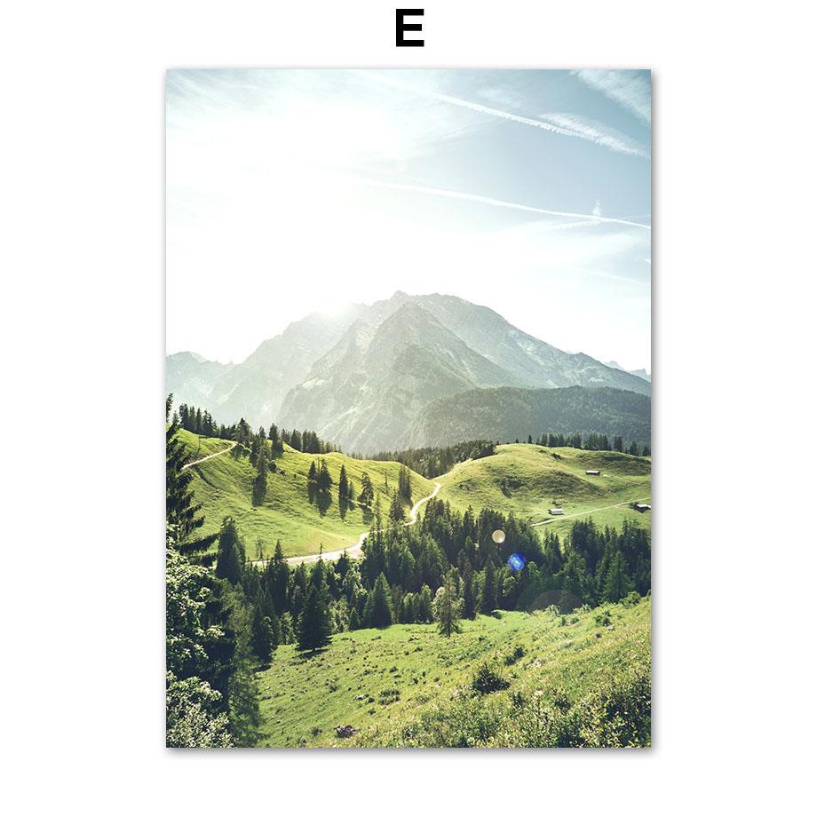 Зеленый лист лодка цветок лес горы водопад плакаты и принты холст живопись настенные художественные фотографии для декора гостиной