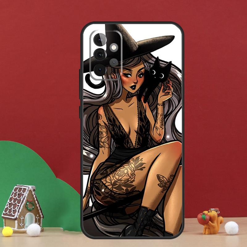 Чехол-страшилка Лунная Ведьма для Samsung Galaxy A54 A06 A16 A26 A36 A56 A53 A32 A52 A33 A13 A55 A35 A15 A14 A34 A17