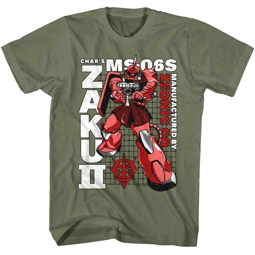 Мужская футболка Gundam Zaku II Char MS-06S Произведено Zeonic