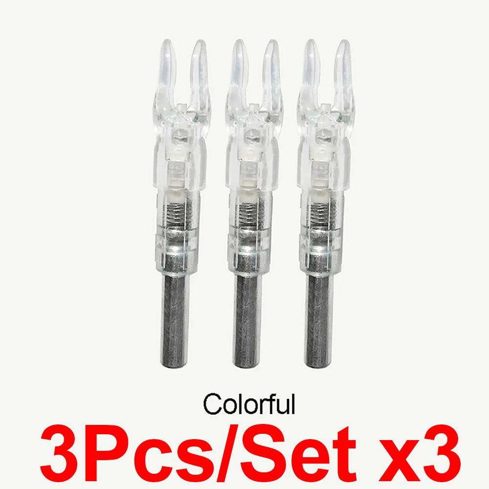 3Pcs Hunting Arrow Nock Light LED Luminous Arrow Tail for Compound Bow Outdoor Night Shooting Glowing Arrow Tail with Switch
