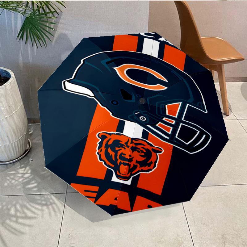 Зонт Chicago Bears - Автоматическое открытие/закрытие, Компактный 8-реберный легкий зонт, Незаменимый для активного отдыха, Аксессуар для пикника, Подарок