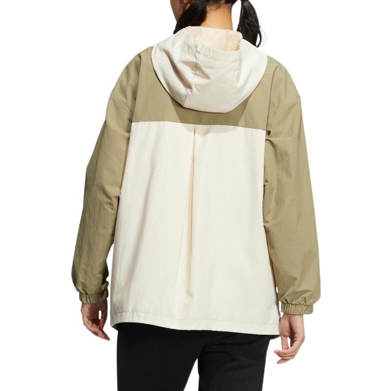 adidas Neo FW22 Лоскутная куртка с капюшоном на молнии и принтом логотипа Женские куртки цвета хаки HM2023
