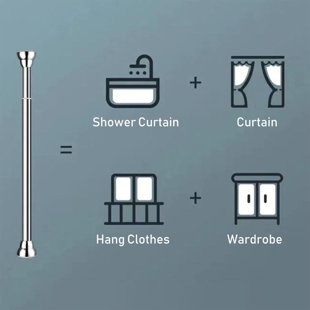 No Drilling Expandable Curtain Rod Shower Curtain Rod  Shower Bathroom Closet Balcony