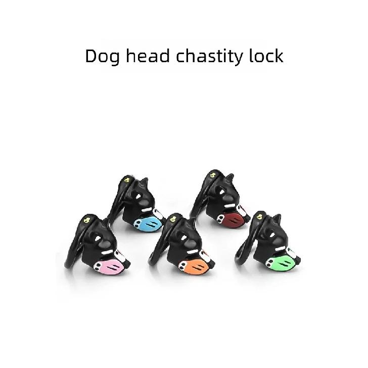 2026 New Dog Head Chastity Cage with Colorful Mask and 6 Penis Rings BDSM K9 Training Gay Anti-Cheating Adult Toy for Men 18+