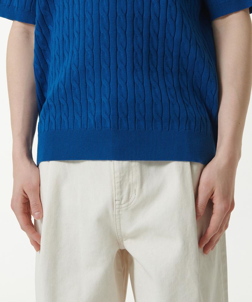 MUSINSA STANDARD Cable Knitted Polo Shirt [Blue]