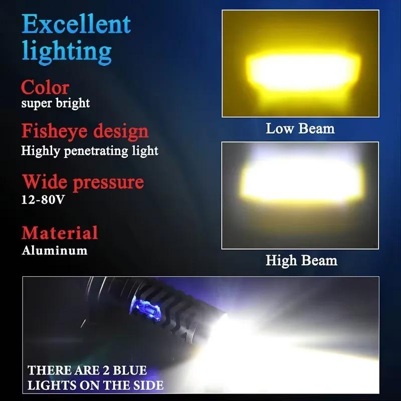 1 шт. H4 светодиодные двухцветные лампы для фар мотоцикла BA20D S2 P15D H6 6000K дальний/ближний свет 12 В мото противотуманные фары скутер ATV аксессуары