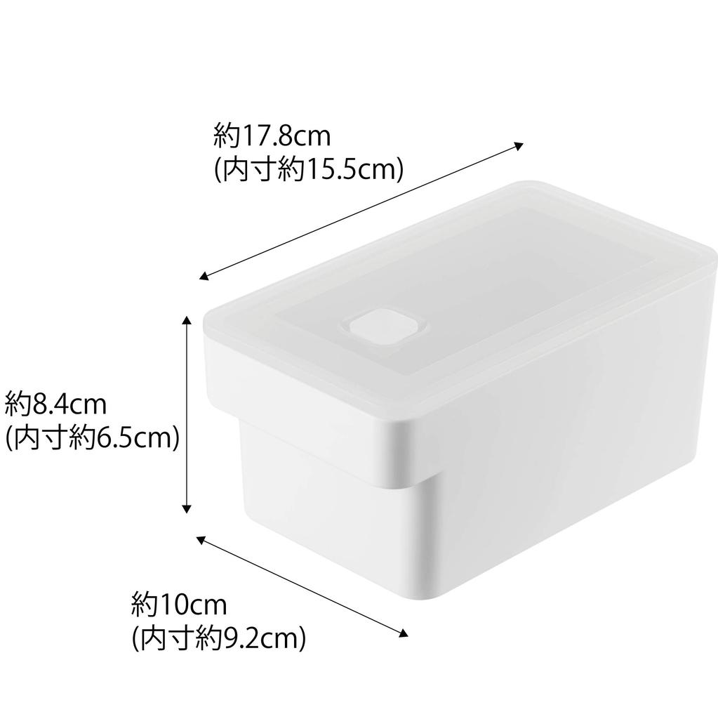 Yamazaki Tower Airtight Food Container with W10 x x with 7707 Handle, White, Approx. D17.8 H8.4cm, Bubble,