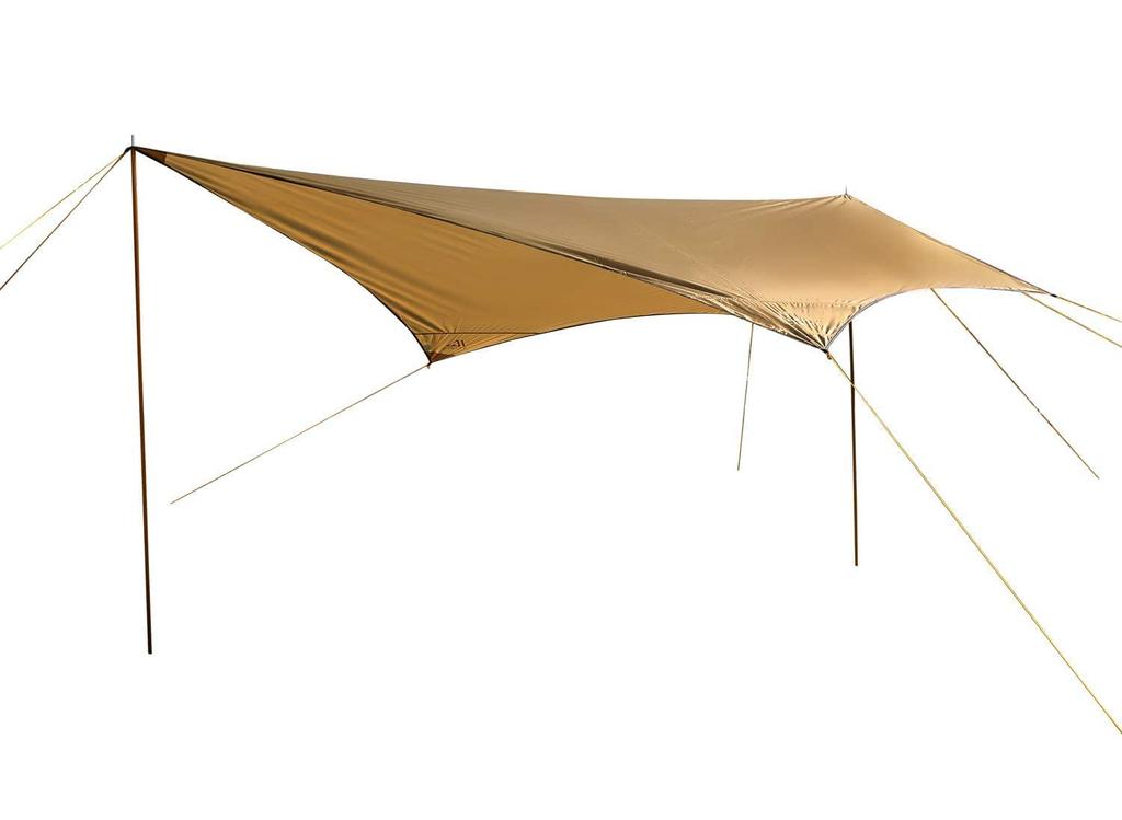 Icamp Solo Tarp Tarp One Pentagon Tarp Lightweight 2kg with 2 Poles X UV Protection Water Pressure 3000mm Solocamp Sunshade Light Blocking UV