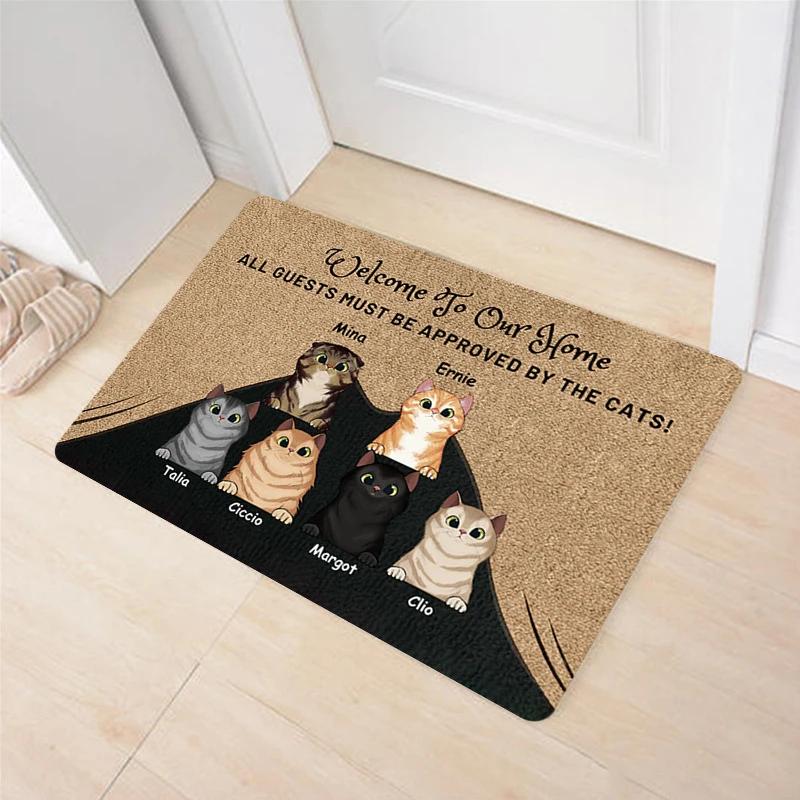 Funny Cute Cat Welcome Doormat Machine Washable Anti-slip Floor Mat Home Decor Living Room Bedroom Kitchen Entrance Foot Mats