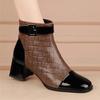 2025 Women's Embossed High Heel Boots: Autumn/Winter, Square Toe, Metal Detail, Plus Velvet