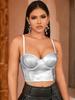 Rose Beauty A Solid Leather Look Бюстье Корсет Топ Crop