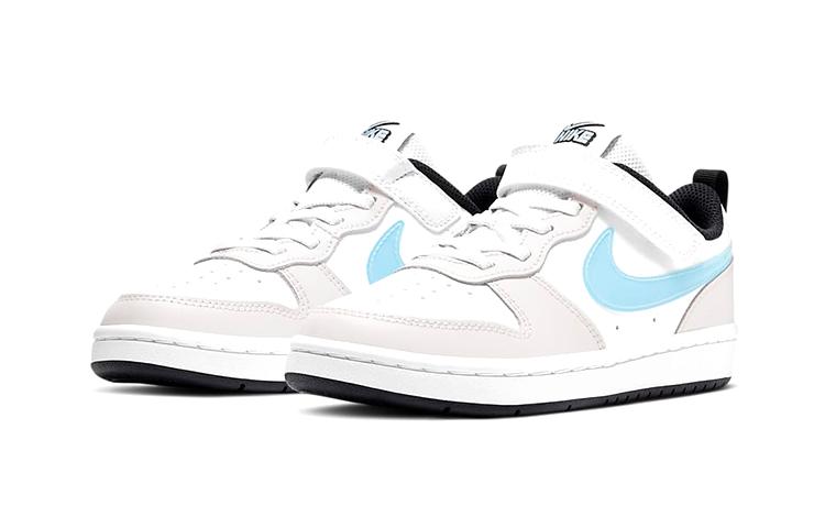 Nike Кроссовки Court Borough Low 2 KSA На липучках Низкие Скейтбордические Серый Белый Синий Для детей от 3 до 7 лет DC0477-100