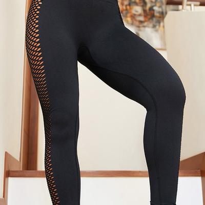 Новые женские брюки для йоги черные с эффектом подтяжки бедер с вырезами леггинсы с высокой талией спортивные фитнес-брюки бесшовные для йоги