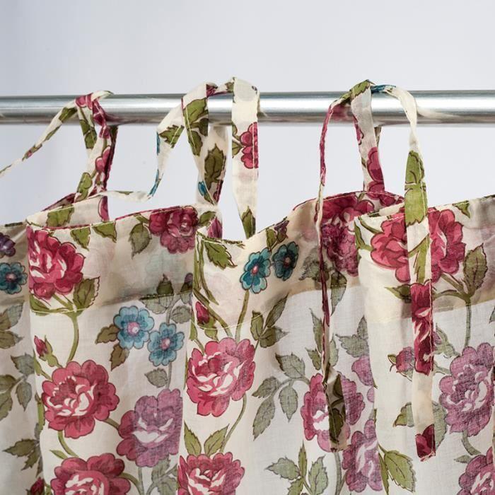 Rideau à motifs floraux écru 110x250