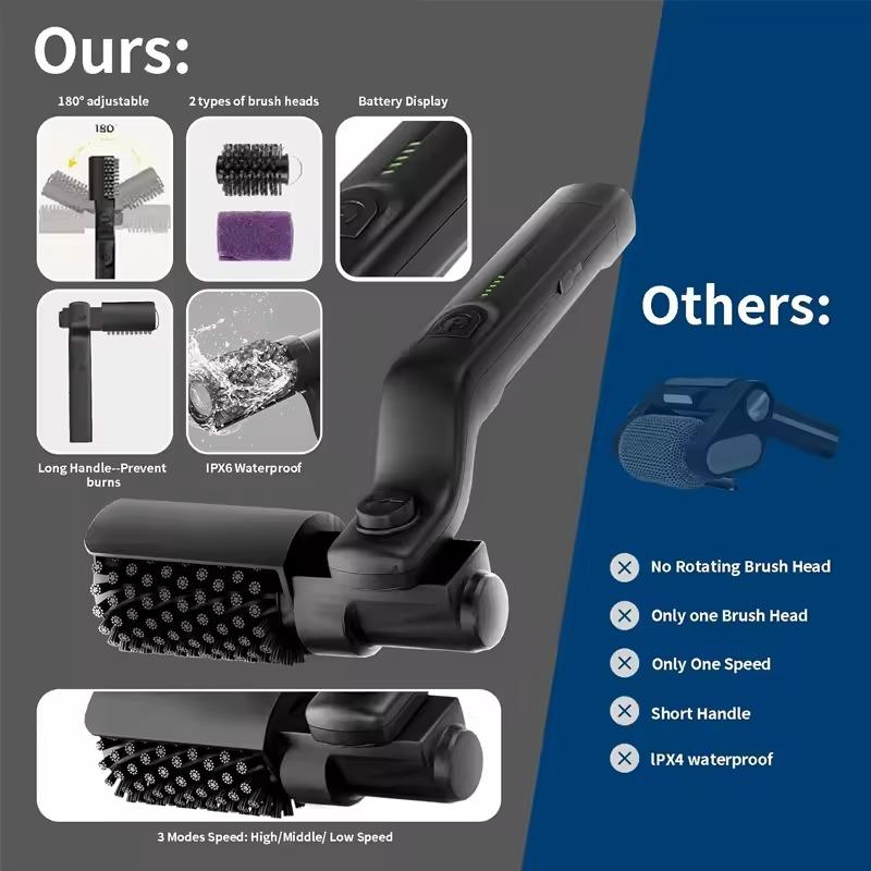 Electric BBQ Brush BBQ Cleaning Brush Angle Adjustable Portable Powerful Cleaning Heavy Oil Brush Outdoor Household CleaningTool