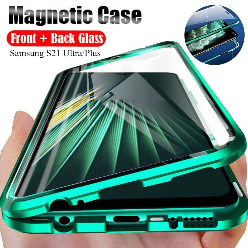 360 Full Protection Magnetic Double Sided Glass Case For Samsung S25 S24 S23 S22 S21 S20 Ultra Plus A15 A55 A14 A54 iPhone 16 15 14 13 12 11 Pro Max