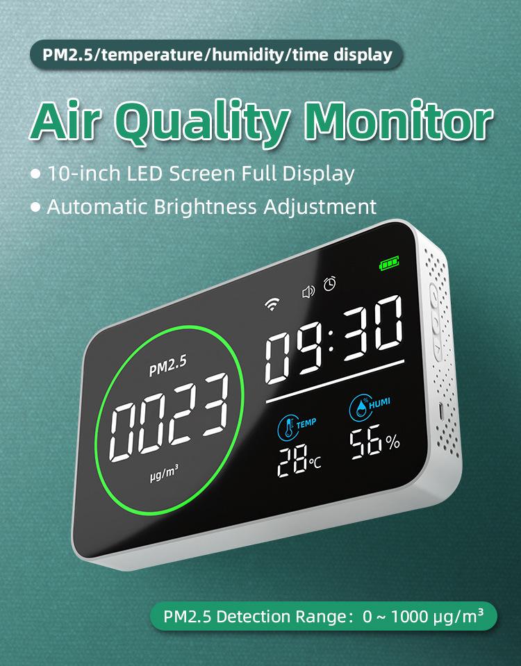 Tuya Smart 8-in-1 Air Quality Monitor: CO2, PM2.5, Formaldehyde, TVOC Detector