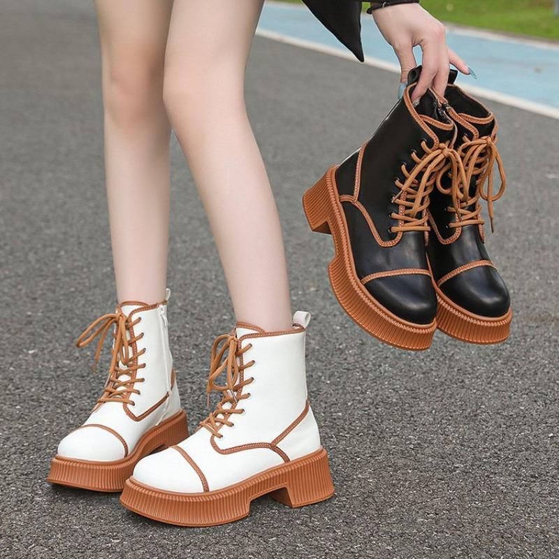 Women Boots New Platform Heel Mid Calf Boots Fashion Knight Boots for Women  Autumn Winter Elegant Thick Bottom Shoe