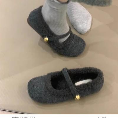 Сяосянфэн пушистые туфли женские на плоской подошве хлопковые тапочки осень-зима уличные дизайнерские мягкие туфли Мэри Джейн из бархата