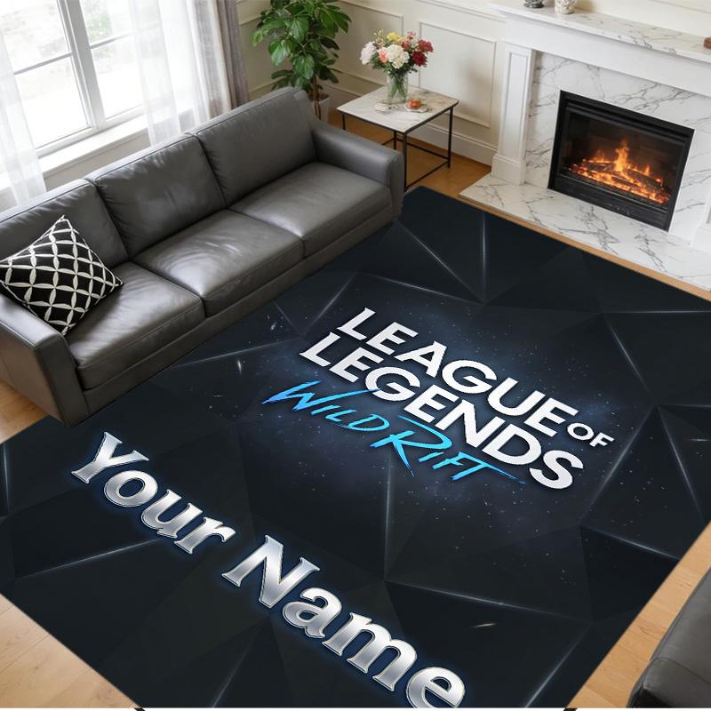 Crystal Velvet Rug Custom Name Text, Soft Non Slip Floor Mat Home DecorLeague of Legends