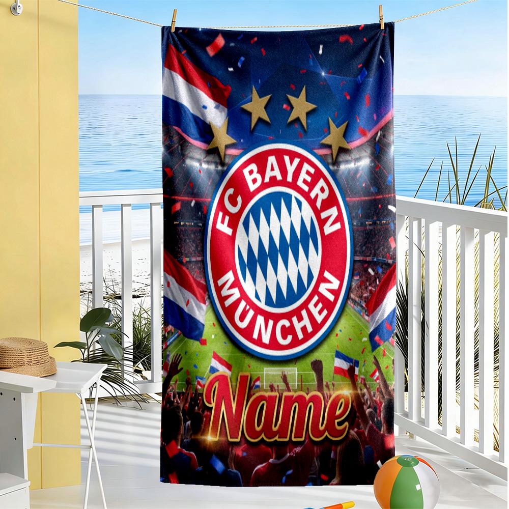 Bayern Munich Crest Customized Name Beach Towel Soft Durable Quick-Dry