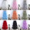 Princess Style Mesh Skirt With Ruffle Hem And High Waist For Summer Casual Wear