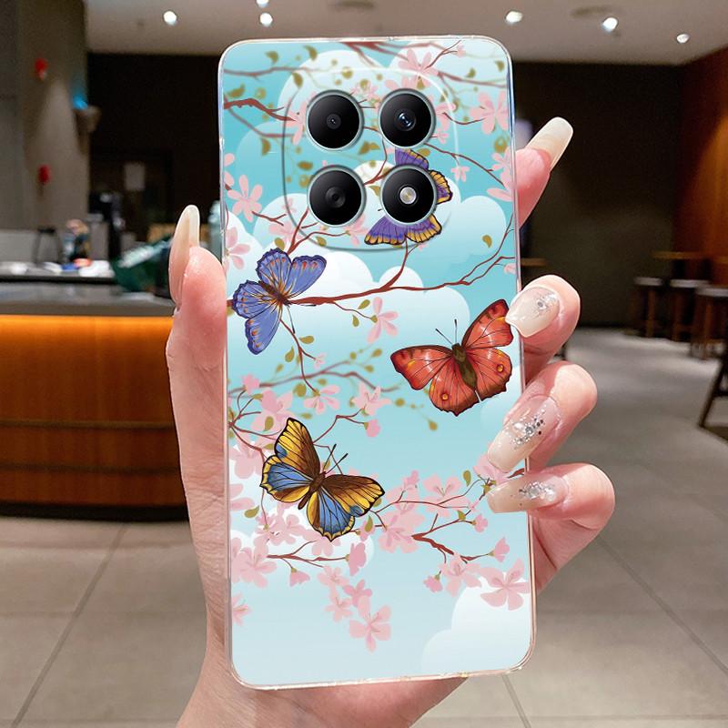 Для Xiaomi Poco M8 Pro Чехол Прозрачный Роскошный Модный Бабочки Цветы Мягкий Силиконовый ТПУ Чехол Для PocoM8 PocoM8Pro 5G Чехол-Оболочка