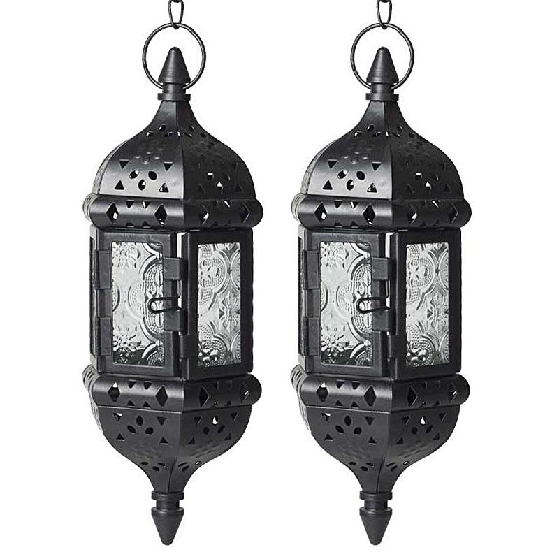 2Pcs Retro Moroccan Candle Holder Hanging Lantern Wedding Celebration Decorative Candlestick