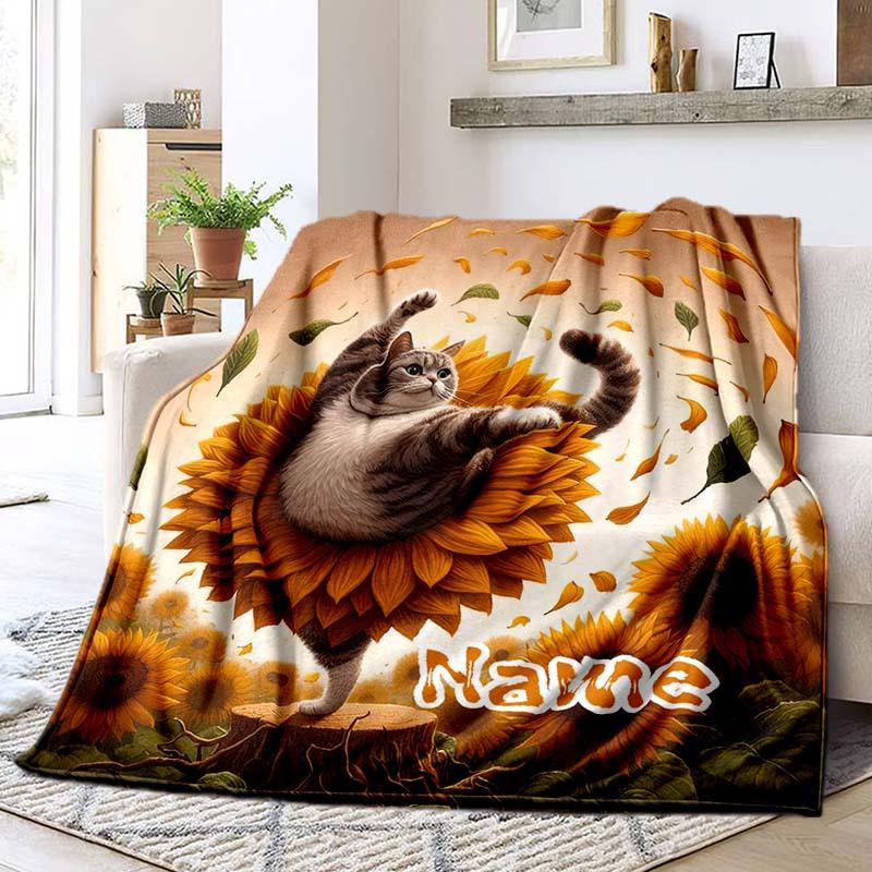 Dancing Cat Customize Your Name Blanket Used For Chair Office Sofa Bed Camping Soft And Warm Giving Friends And Relatives Birthday Graduation Gift