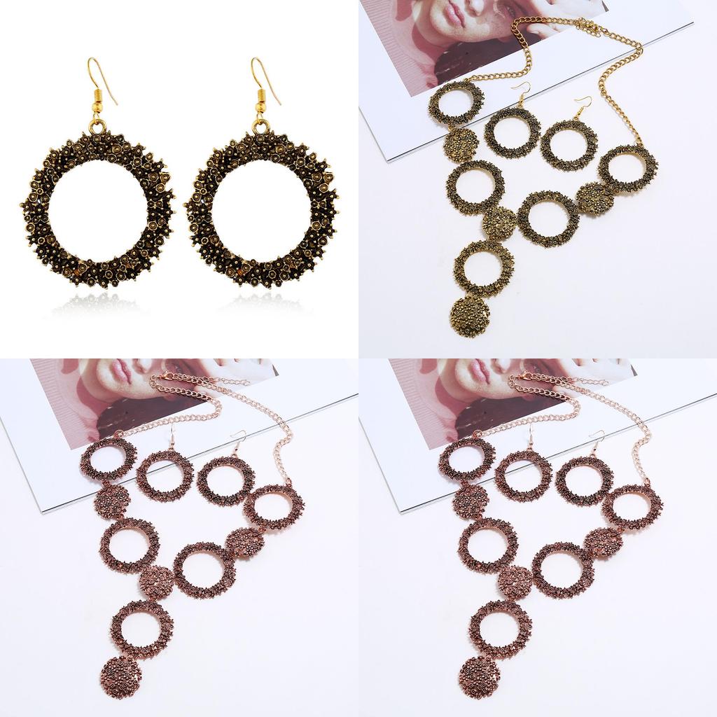 Vintage Art Deco Necklace And Earring Set With Alloy Pendant For Retro Fashion Lovers