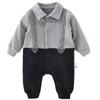 Joy Multi Two Tone Gentleman Long -sleeved Newborn Space Suit Size 80, Korea Best Childrens Clothes