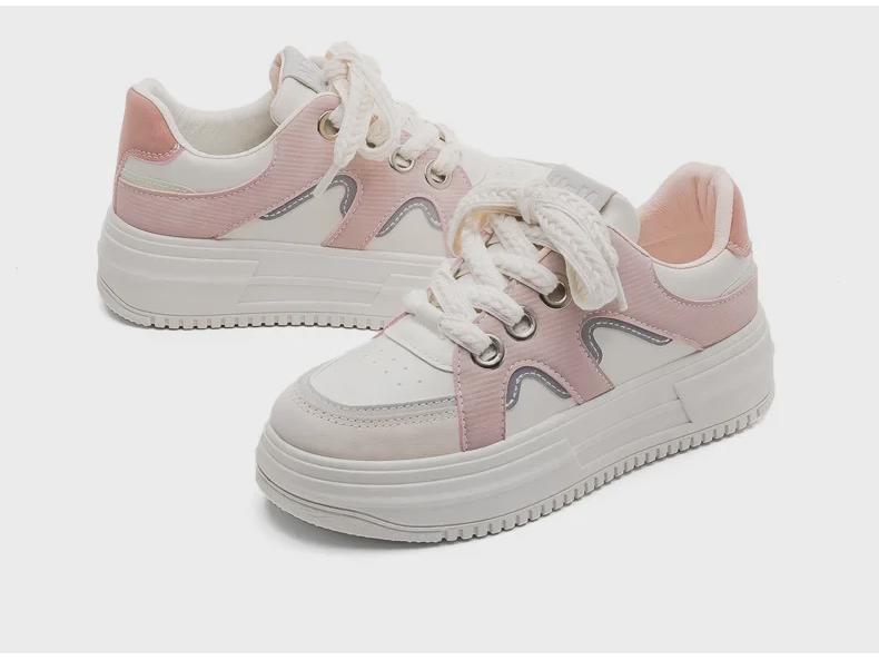 Весенние женские белые туфли Dad Shoes на толстой подошве 2025 года — дышащие, увеличивающие рост, универсальные кроссовки для весны и осени