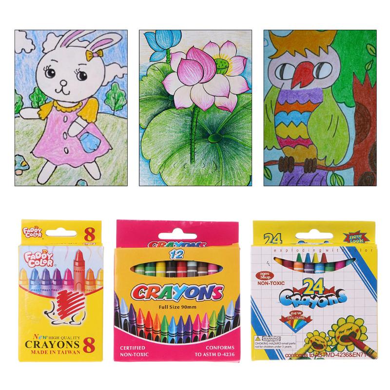 Набор цветных карандашей для рисования студентов, красочные детские краски, ручка-стик, 8/12/24 цвета