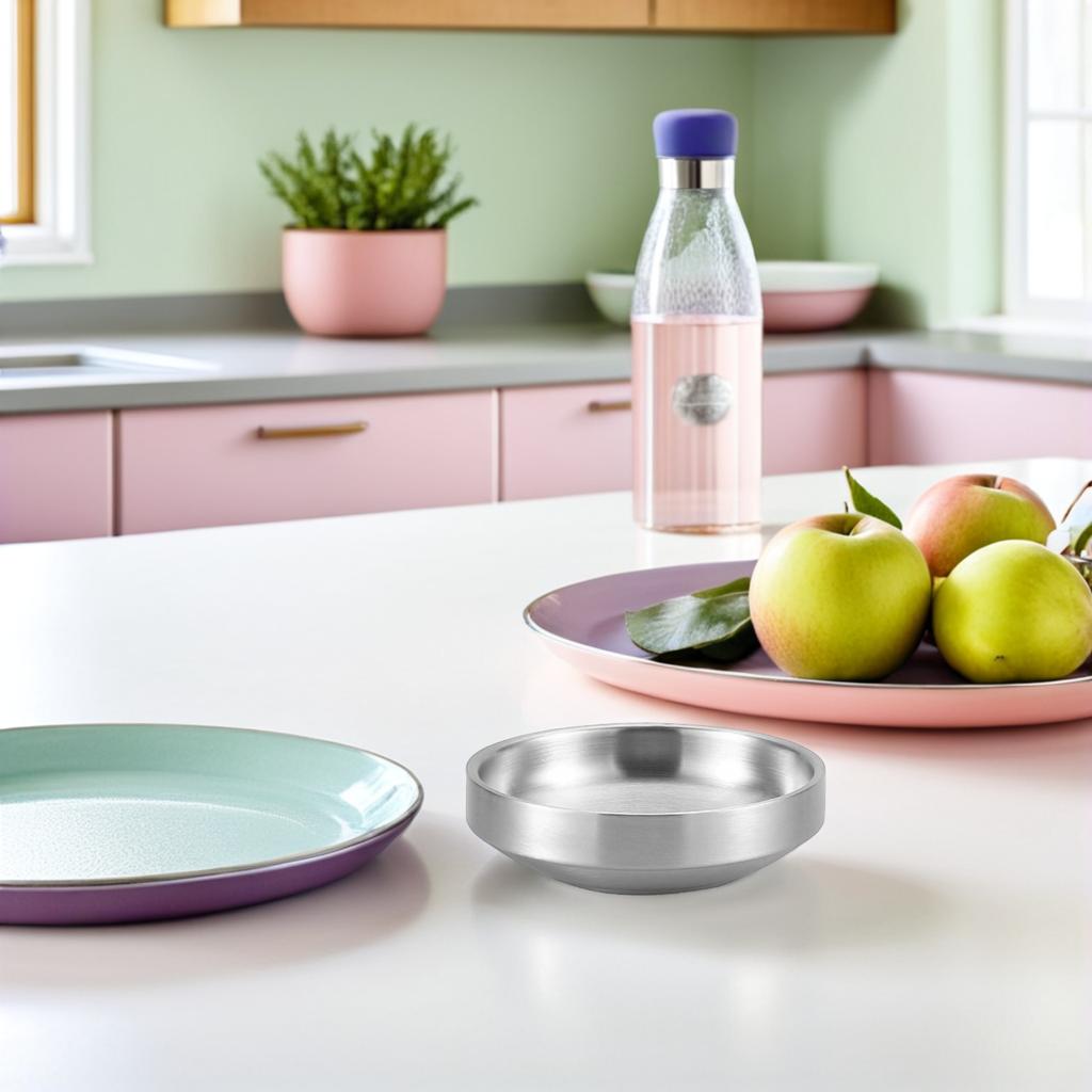 2Pcs Dip Dish Stainless Steel Modern Design for Food Sauce Storage Appetizers Korean Kimchi Salsa Butter Shrimp Dipping Sauces