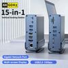 Док-станция 15 в 1 с хабом Type-C 4K@60Hz HDMI DisplayPort USB A RJ45 SD TF Аудио 3,5 мм порт Адаптер для Macbook Pro Ноутбук ПК