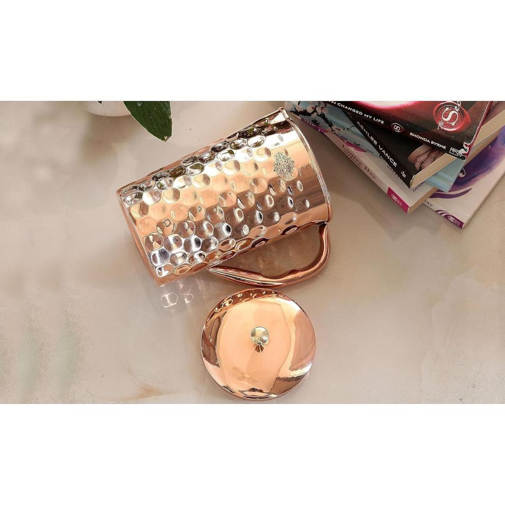 Медный кувшин-питчер с ромбовидным дизайном и латунной ручкой, для хранения и подачи воды, исцеление йогой и аюрведой, объем - 2000 мл